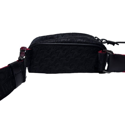 Used CHRISTIAN LOUBOUTIN Logo Textured ParisNYC Belt bag Black Red Silver