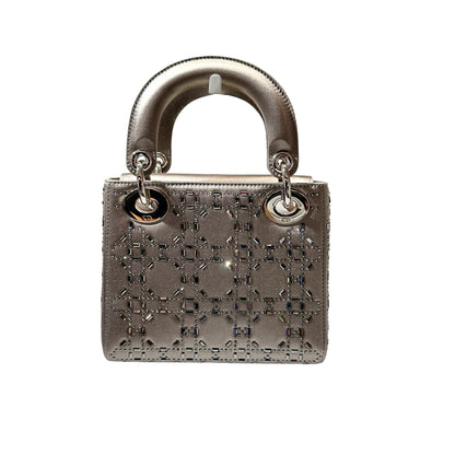 Used DIOR Mini Lady Dior Handbag Silver