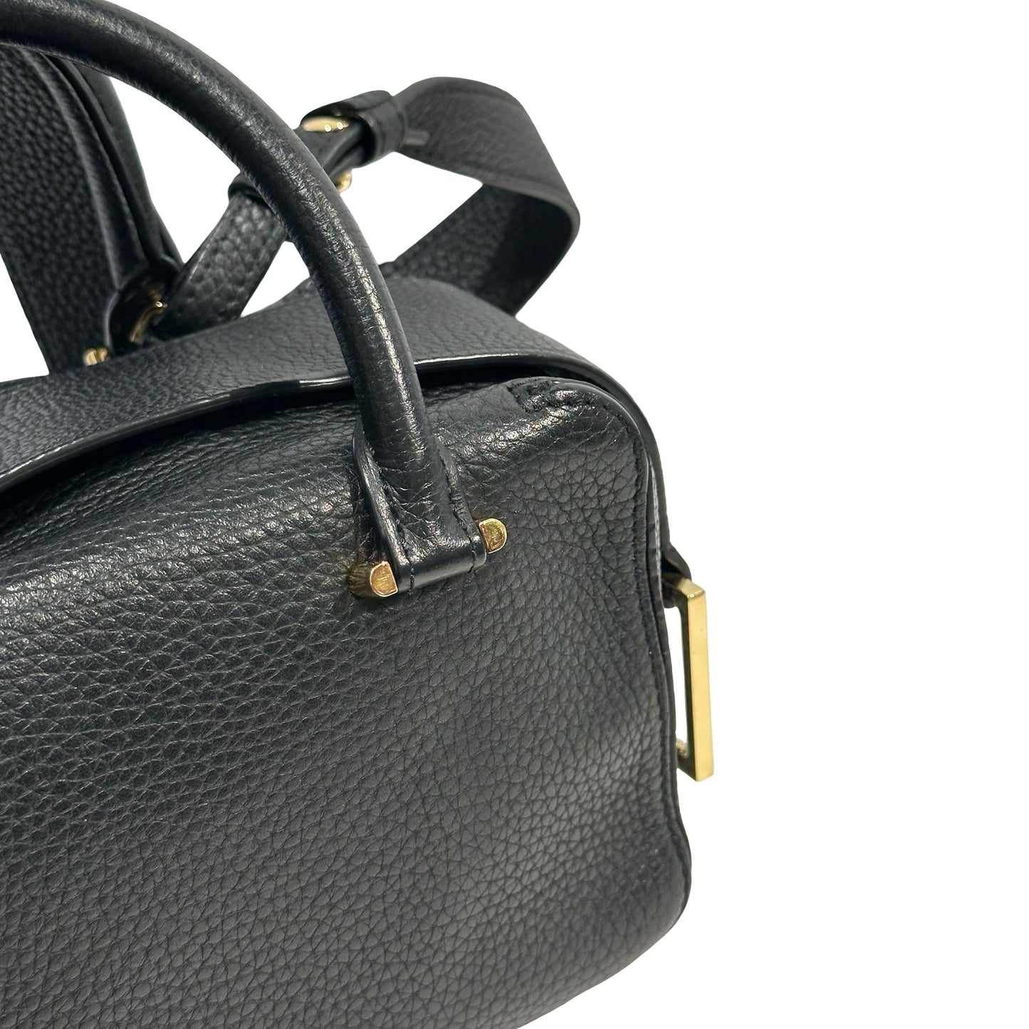 Used DELVAUX Leather Cool Box Handbag Black
