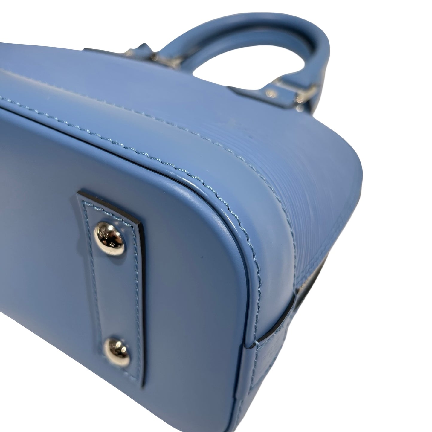 Used LOUIS VUITTON Calfskin Leather Alma Two Way Shoulder Bag PHW Blue