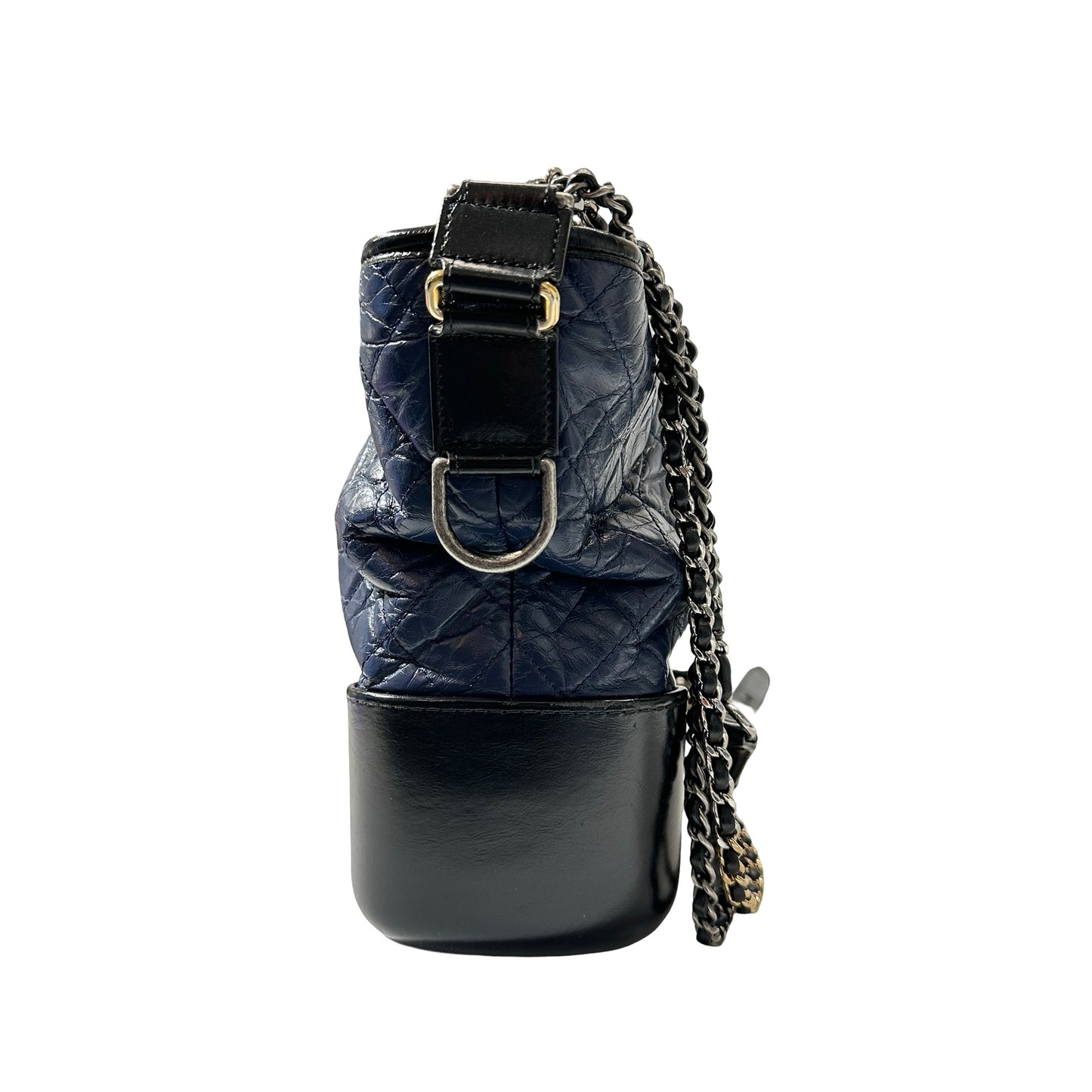 Used CHANEL Lambskin Leather Gabrielle Cross Body Bag Navy GHW