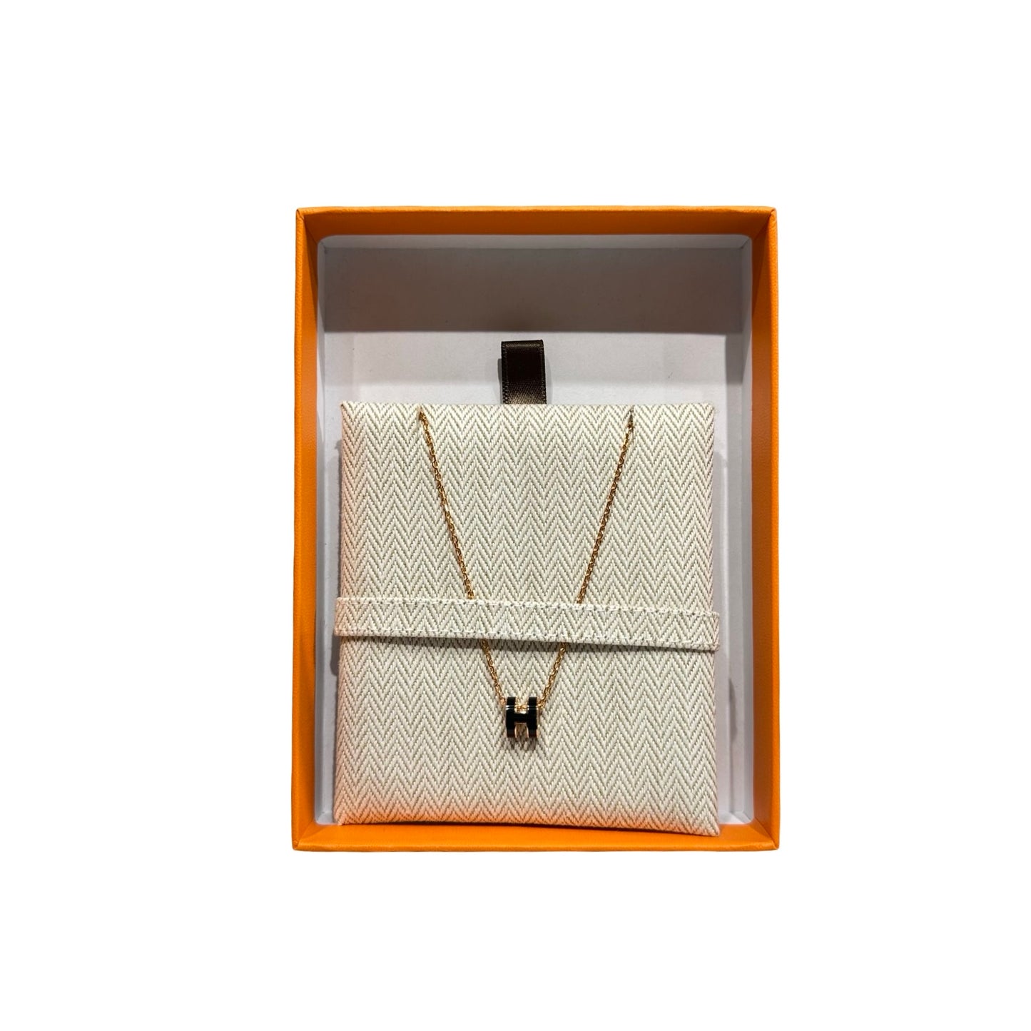 Unused HERMÈS Mini Pop H Neeklace Black Gold