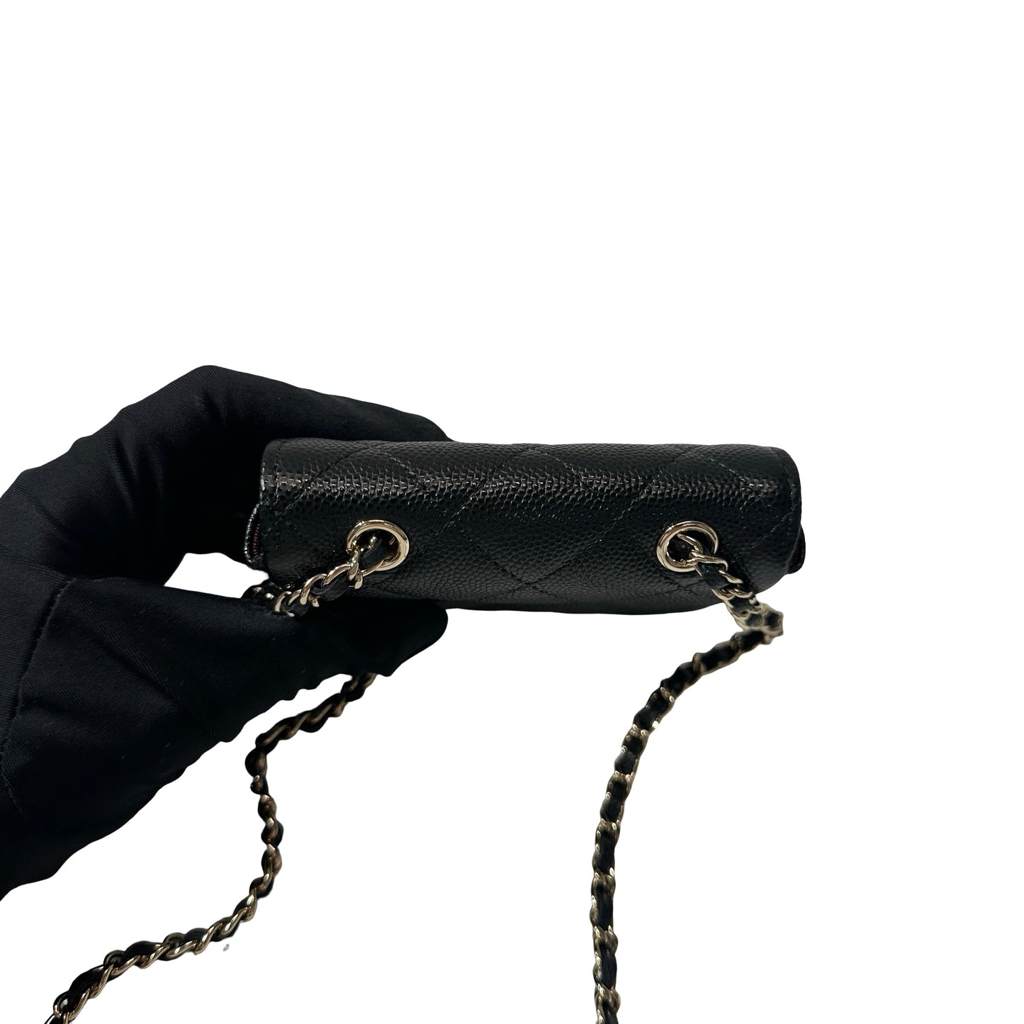 Used CHANEL Calfskin Leather Mini Bag Black PHW