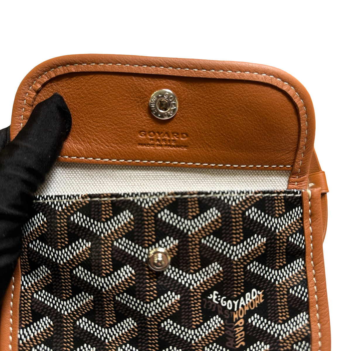 Used GOYARD Goyardine Canvas Artois Tote Bag Black Brown