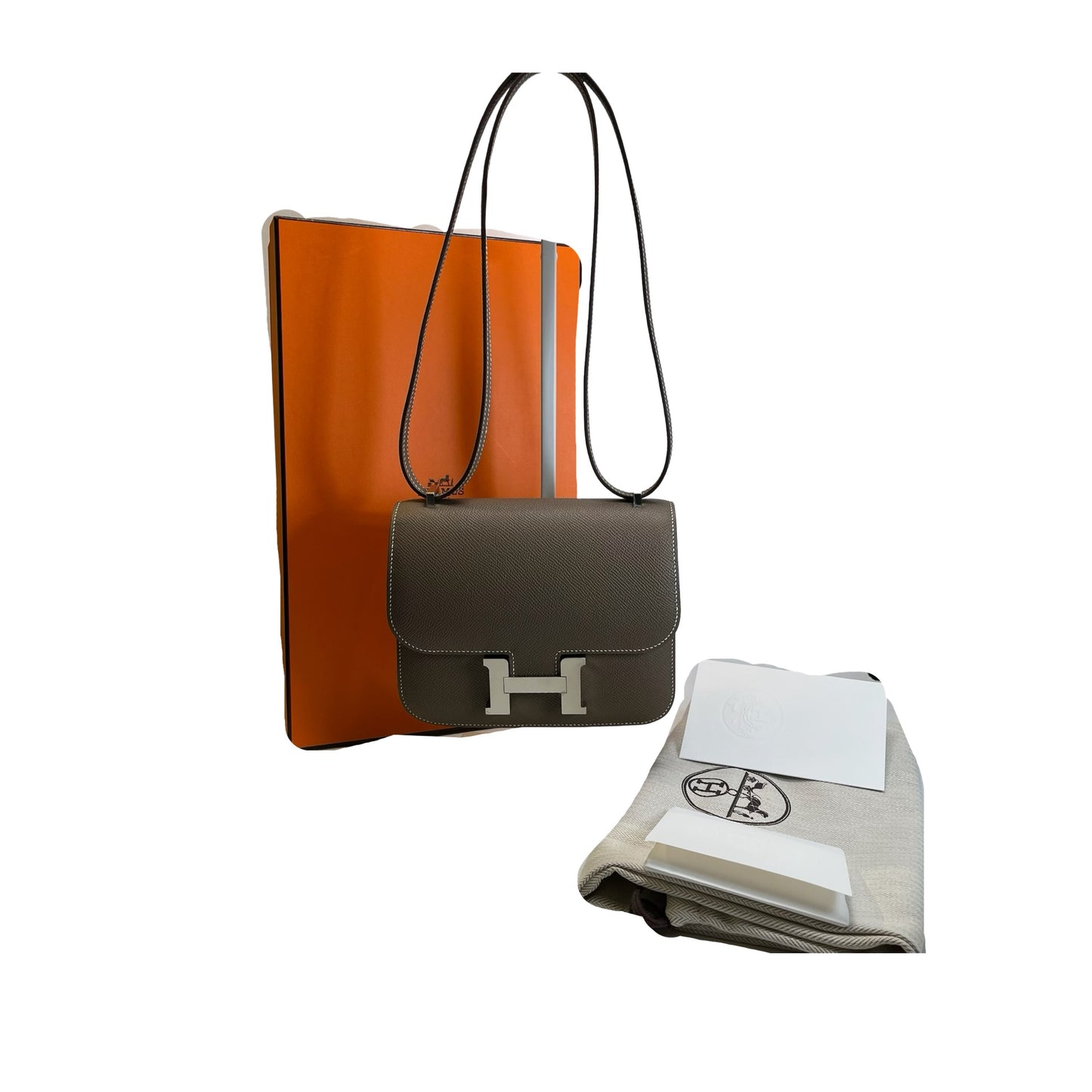Brand New HERMES Epsom Constance Shoulder Bag Etoupe