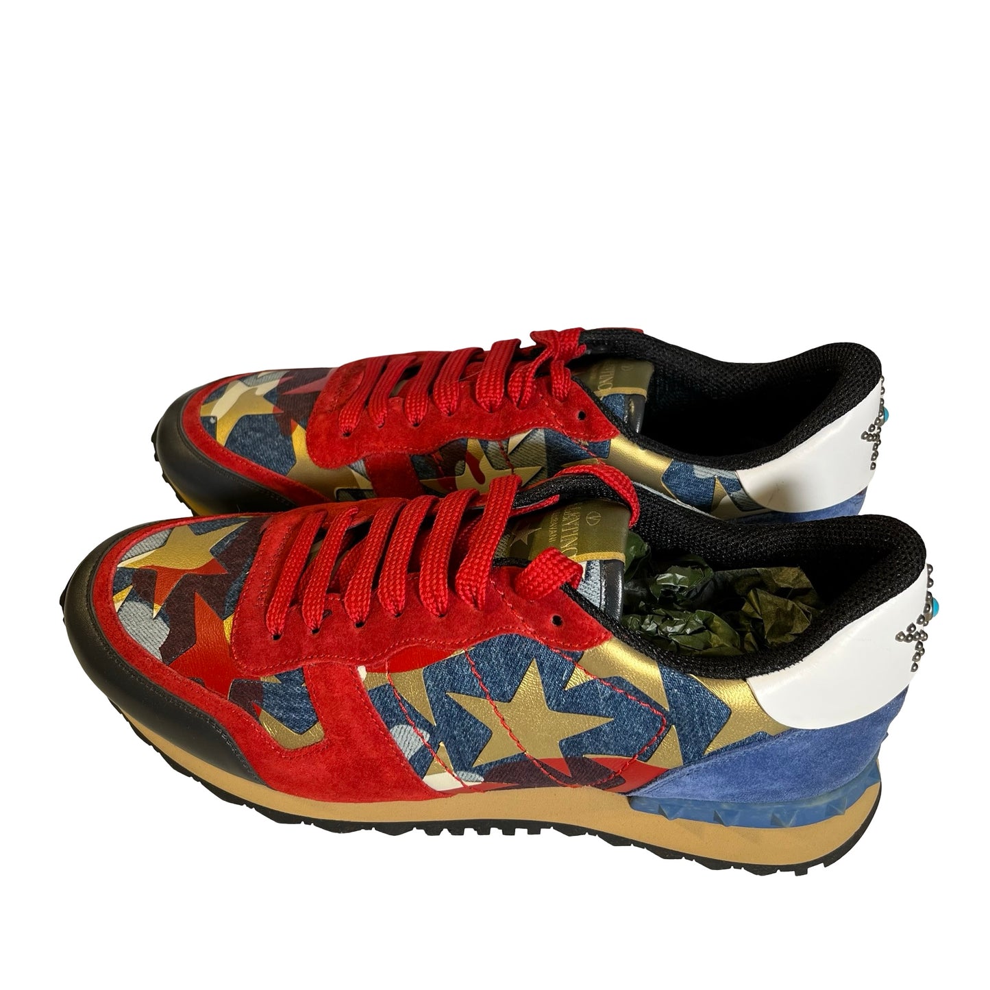 Used Valentino Denim Sneakers Red