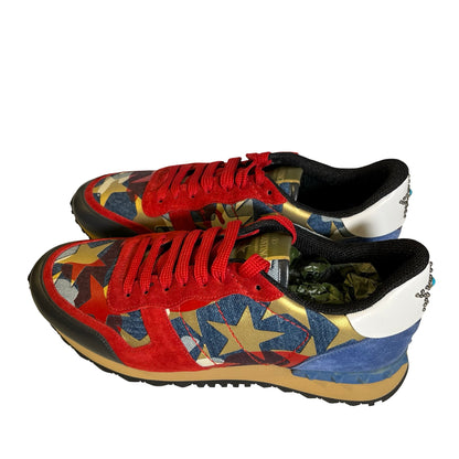 Used Valentino Denim Sneakers Red