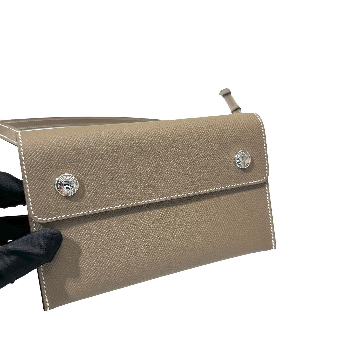 New HERMÈS Epsom Snap to Go Shoulder Bag Etoupe (18) GHW