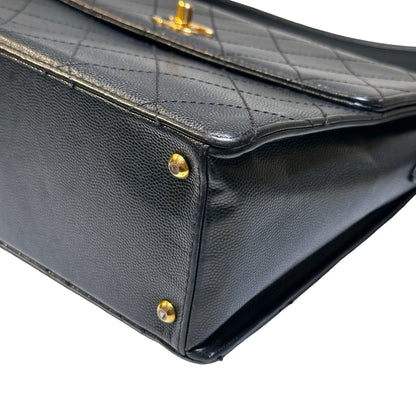 Used CHANEL Caviar Quilted Quilted Shoulder Bag Black Gold