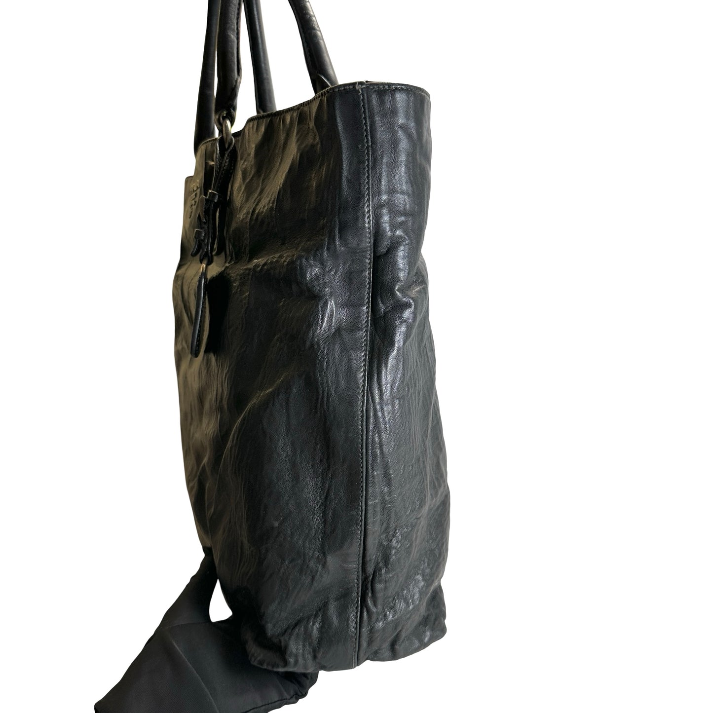 Used PRADA Leather Tote Bag Tote Bag Black