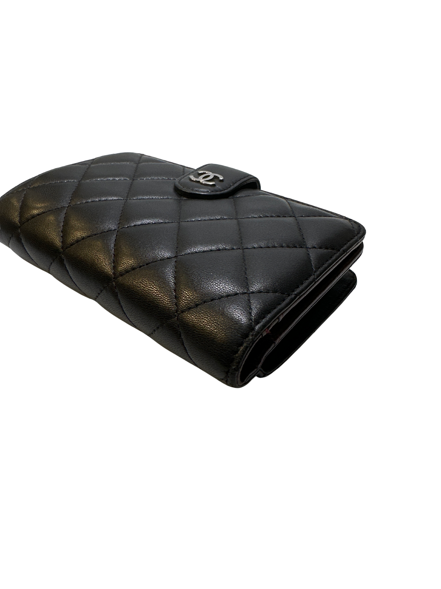CHANEL Matelasse Lambskin Matelasse Long Wallet Black