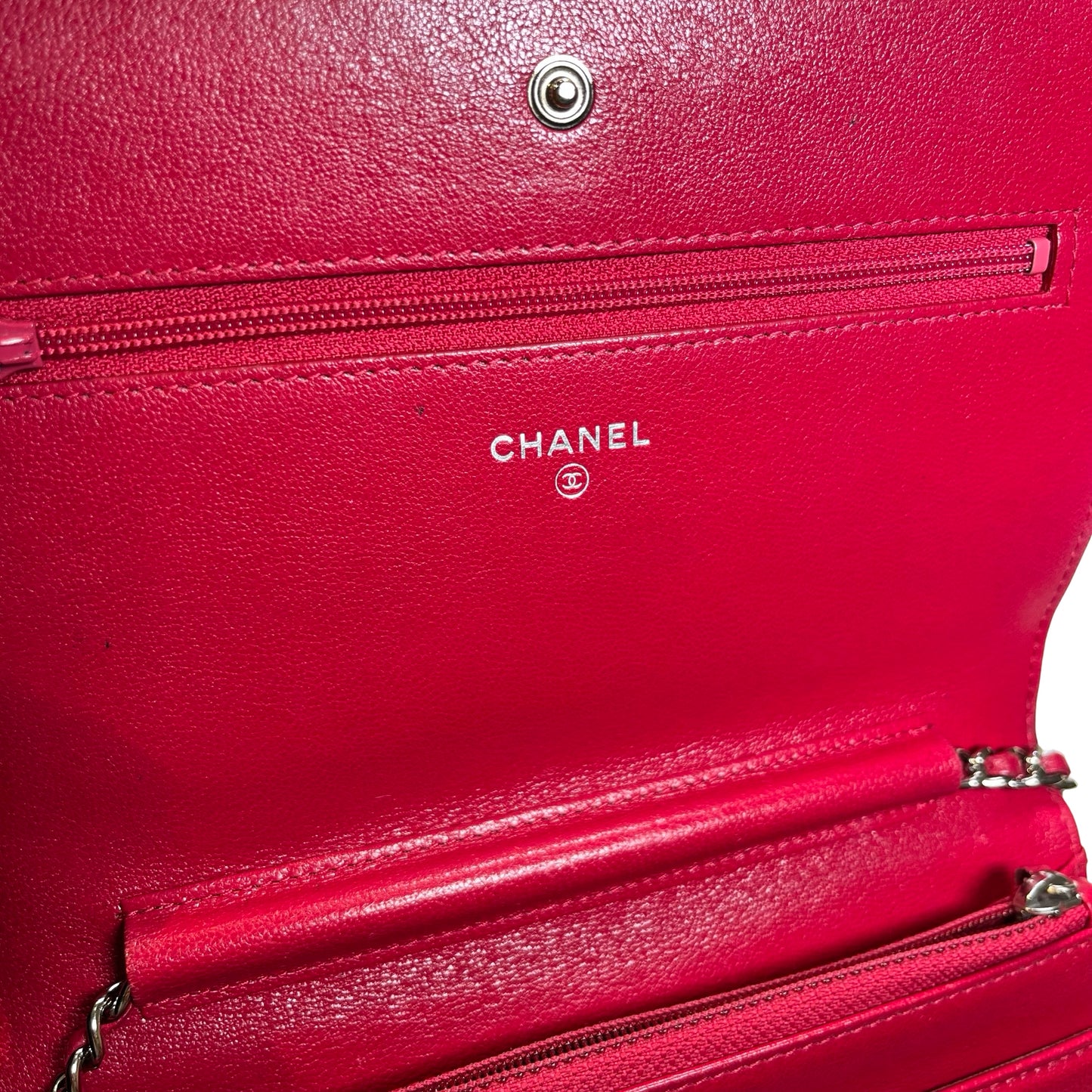 Used CHANEL Quilted Leather Wallet On Chain (WOC) Wallet on chain Red PHW