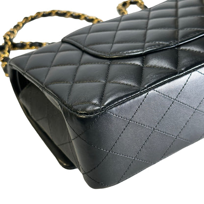 Used CHANEL Quilted Lambskin CF25 Shoulder Bag Black Gold