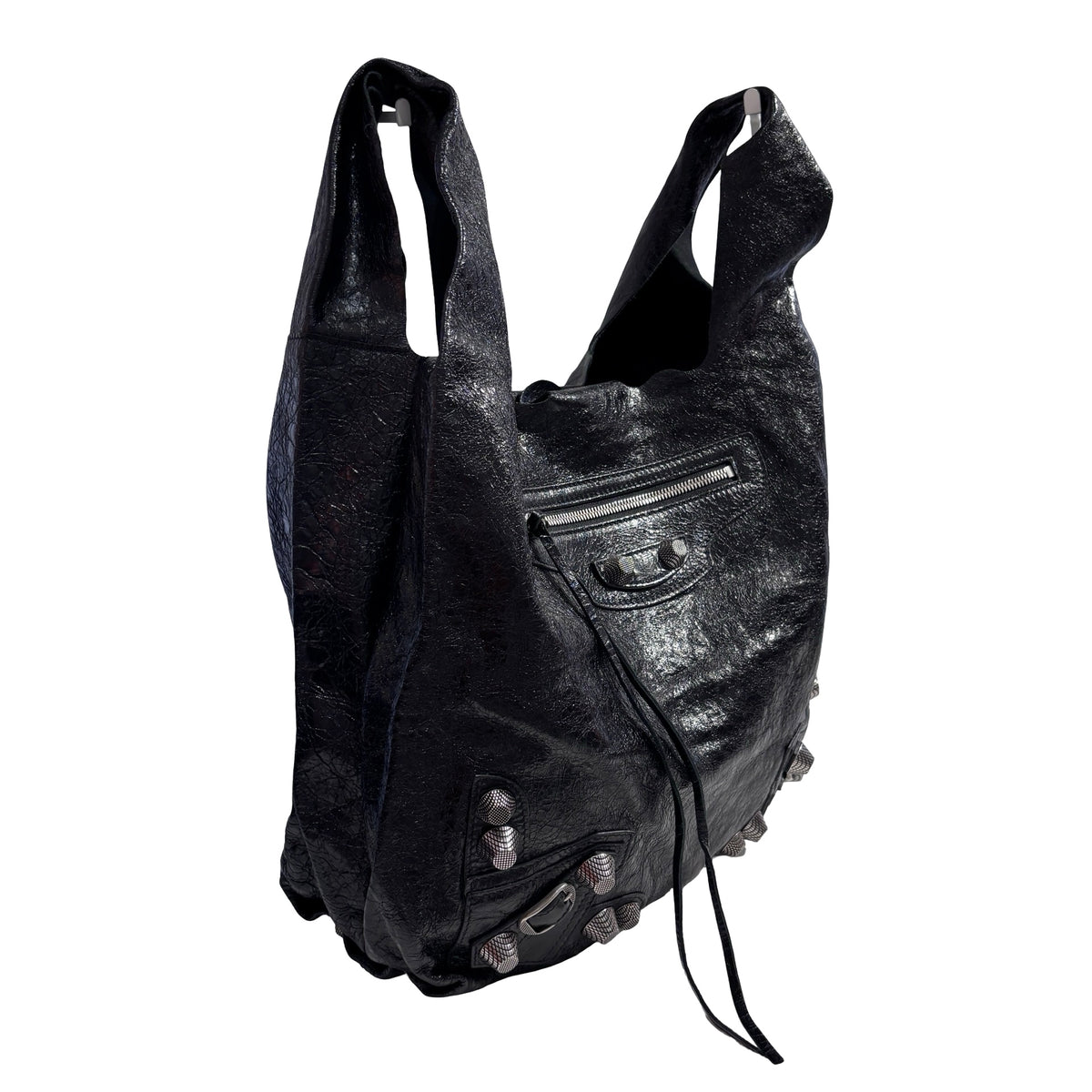 Used BALENCIAGA Leather City Tote Bag Shoulder Bag Black