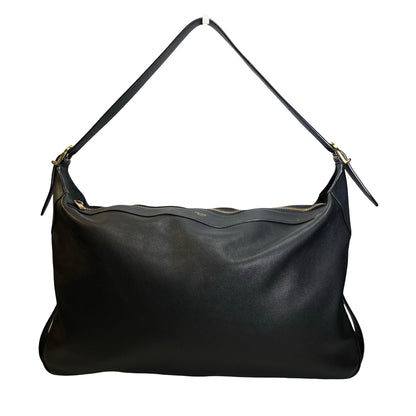 Used CELINE Leather Sangle Bucket Bag Shoulder Bag Black