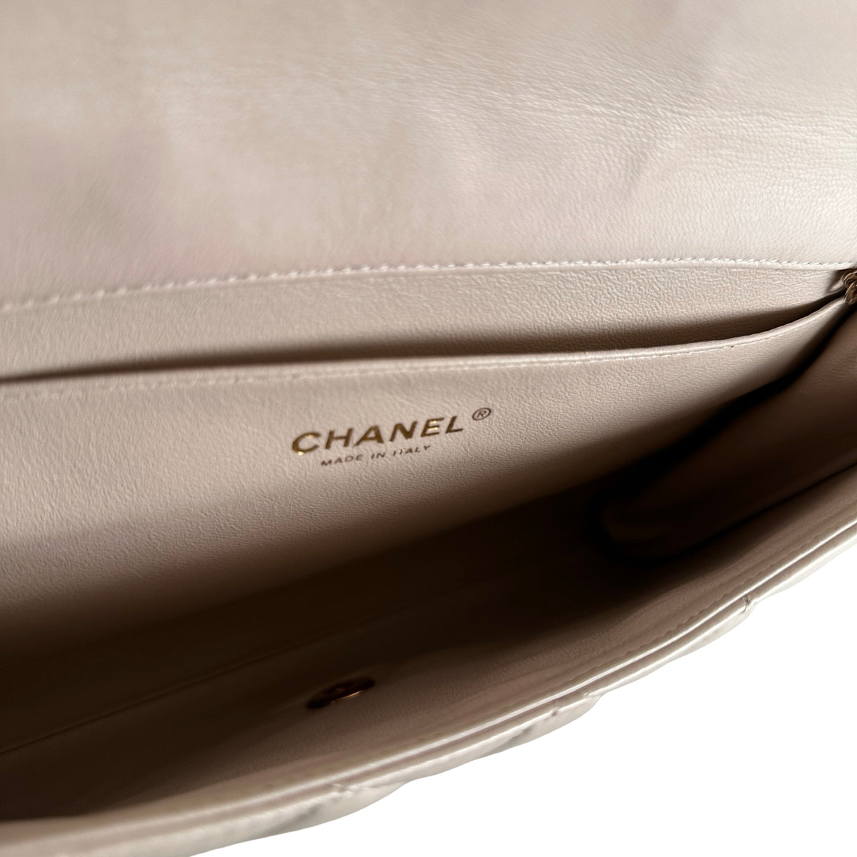 Used CHANEL Lambskin Flap Bag Chain Shoulder Bag Light Peach GHW