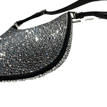 Used Prada Crystal Crystal Cleo Shoulder Bag Black PHW