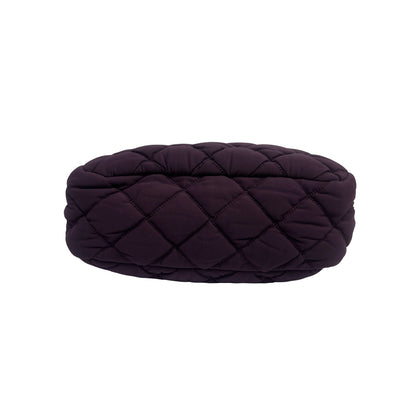 Used CHANEL Quilted Nylon Quilted Cloud Bag Shoulder Bag Purple PHW