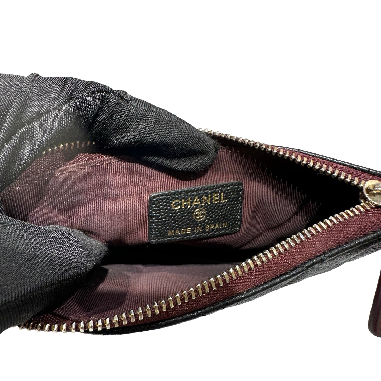 Used CHANEL Lambskin Leather POUCH Wallet Black
