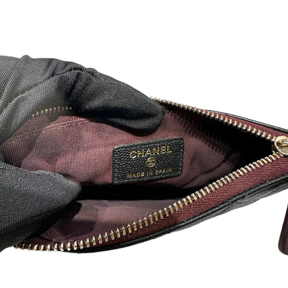 Used CHANEL Lambskin Leather POUCH Wallet Black