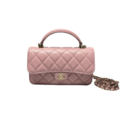 Unused CHANEL Lambskin Leather Unused CHANEL Lambskin Leather Chain shoulder with handle Shoulder Pink GHW Shoulder Bag Pink