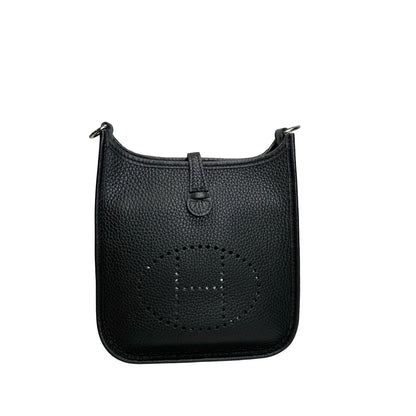 Used HERMES Clemence Evelyne Crossbody Bag Black