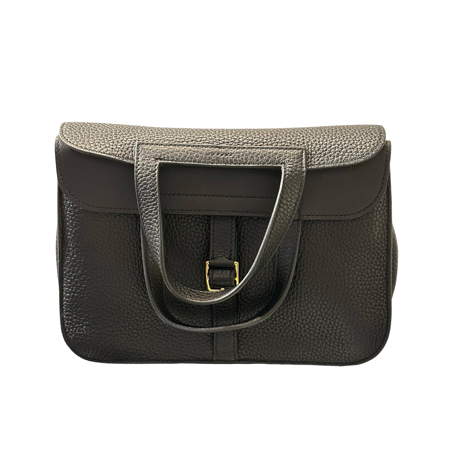 Used Hermès Halzan Shoulder Bag Black GHW