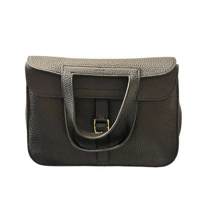 Used Hermès Halzan Shoulder Bag Black GHW