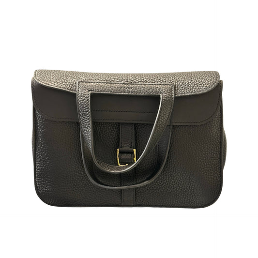 Used Hermès Halzan Shoulder Bag Black GHW