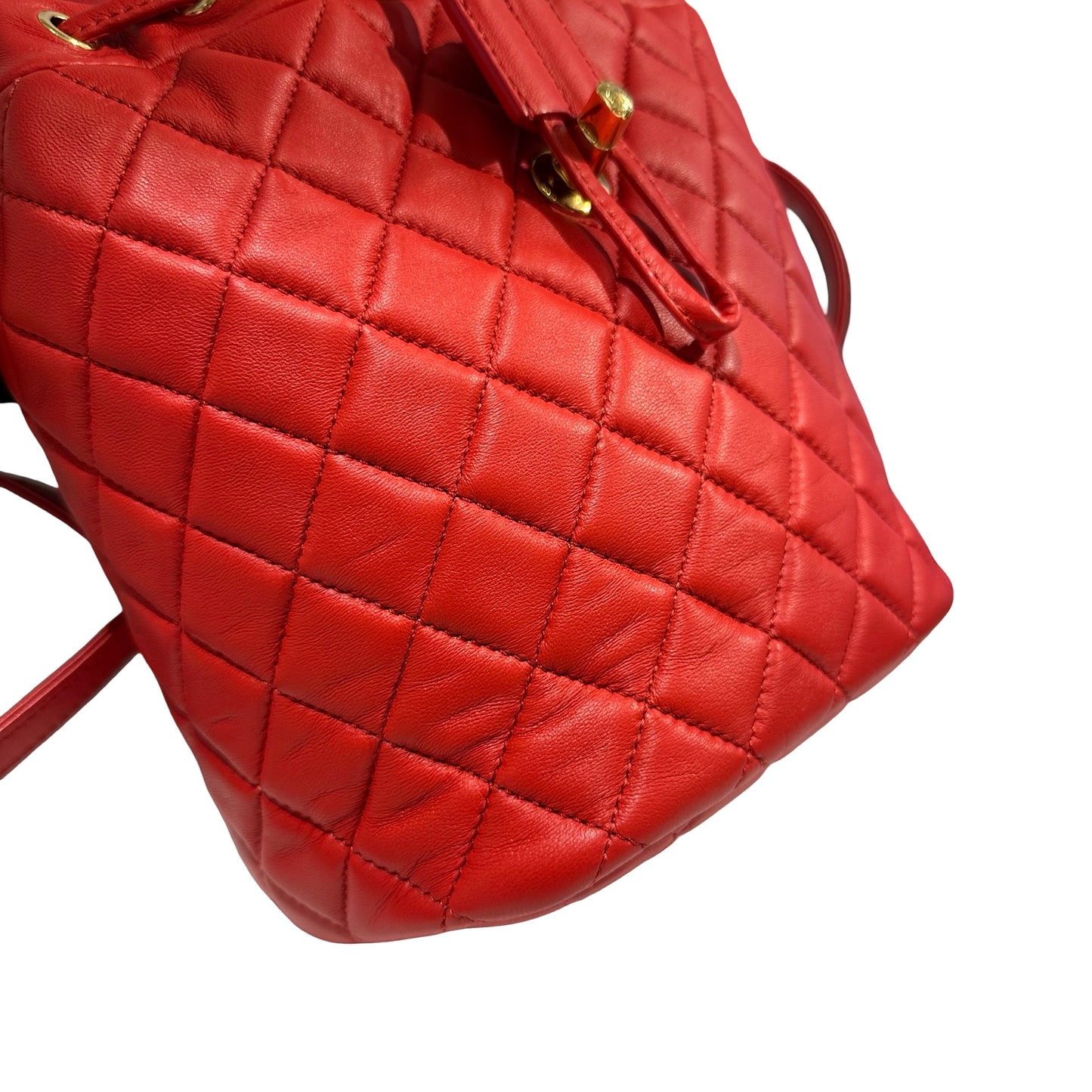 Used CHANEL Lambskin Urban Spirit Backpack Backpack Red