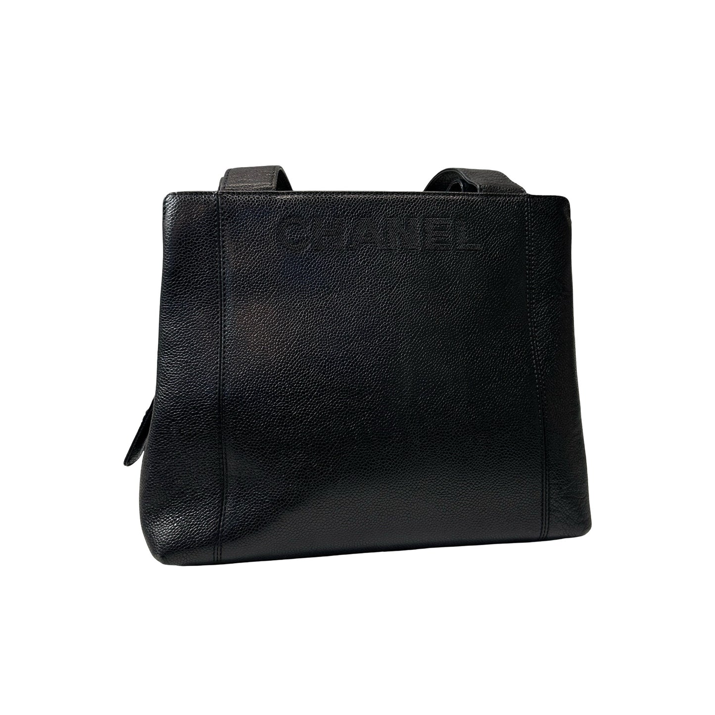 Used CHANEL Caviar Leather Vintage Shoulder Shoulder Bag GHW Black