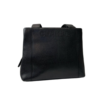 Used CHANEL Caviar Leather Vintage Shoulder Shoulder Bag GHW Black
