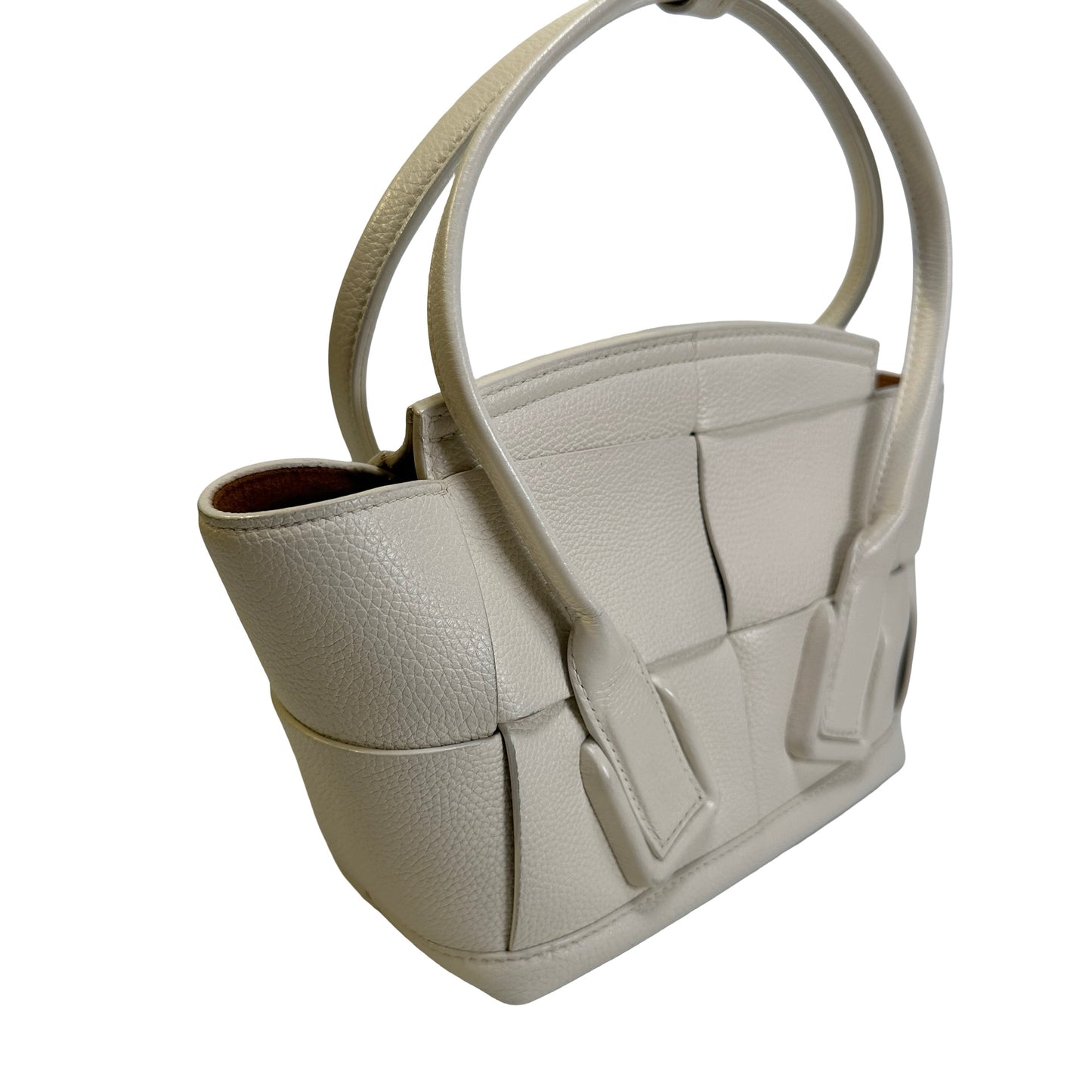 Used BOTTEGA VENETA Intrecciato Arco Handbag White
