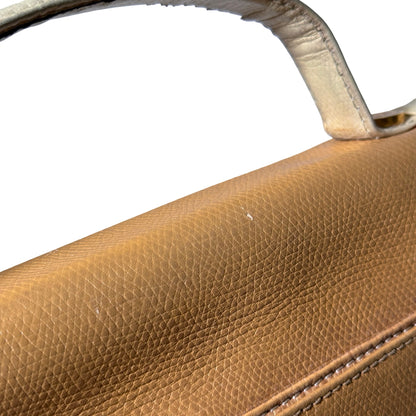 Used LOEWE Lambskin Leather Vintage Shoulder Shoulder Bag Beige Yellow