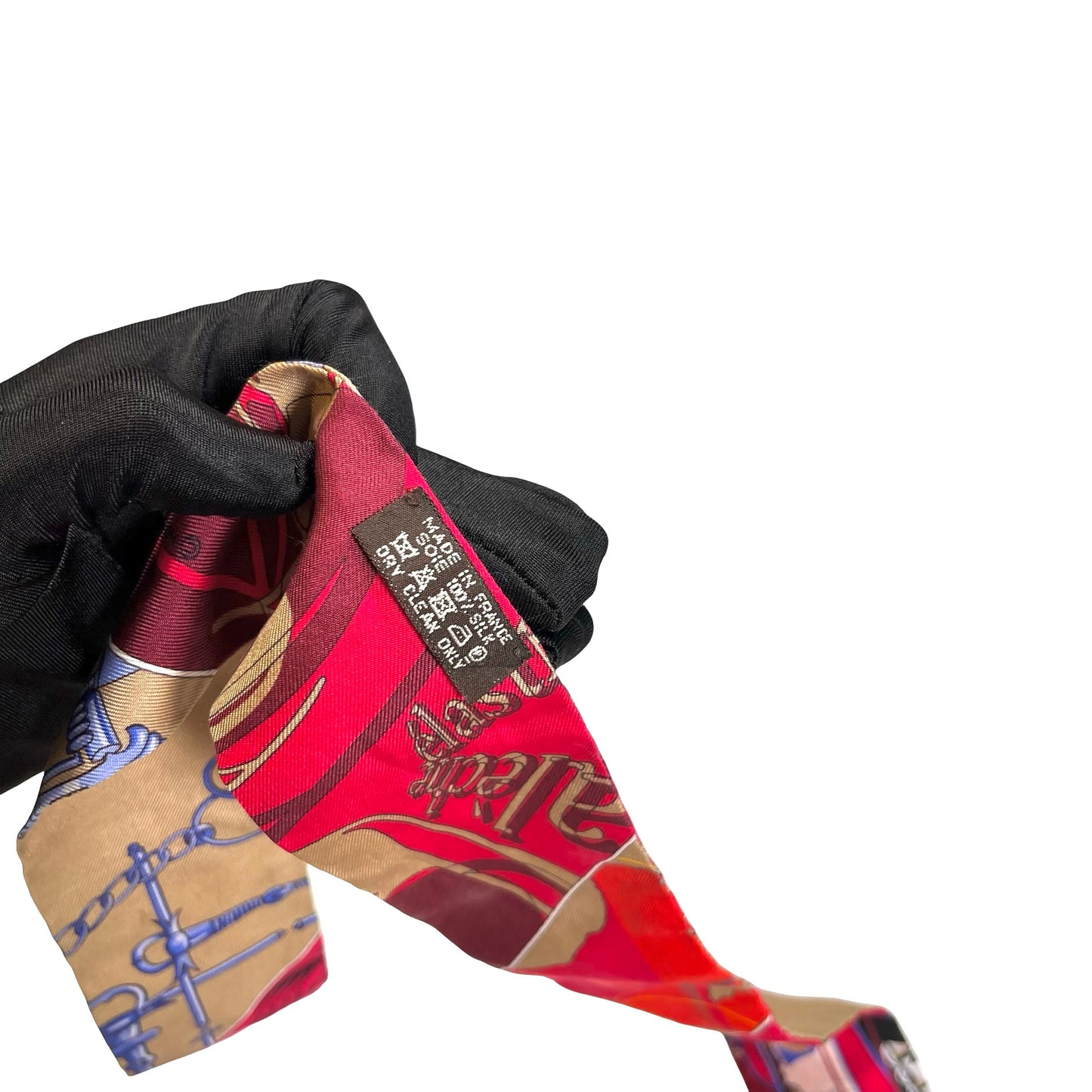 Used HERMES Silk Twilly Twilly Red Beige