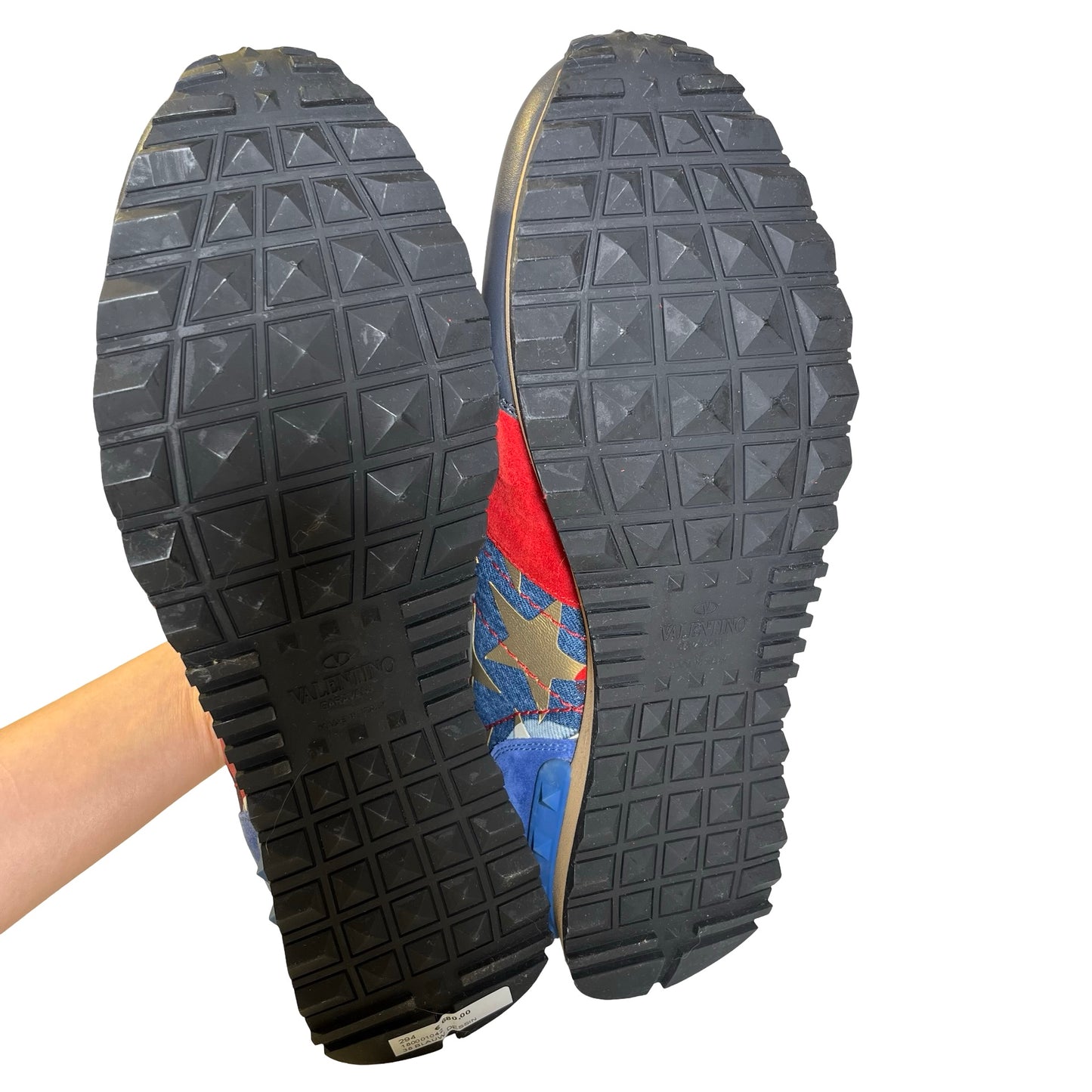 Used Valentino Denim Sneakers Red
