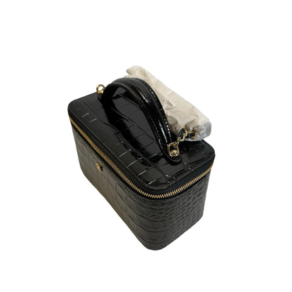 Brand New CHANEL Croc-embossed Vanity case Vanity case Black Gold hardware