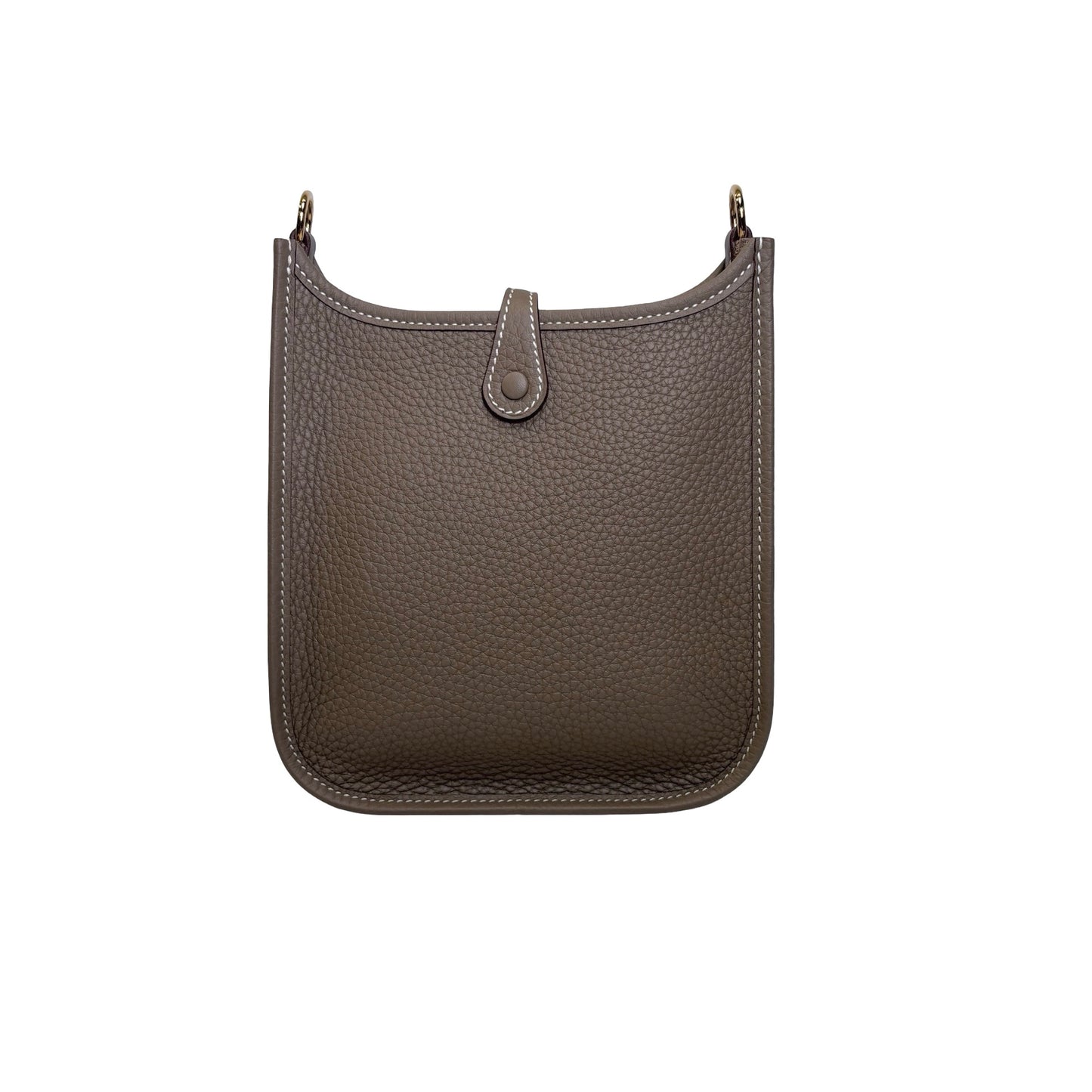 Brand New HERMES Clemence Leather Mini Evelyne 16 Cross body bag Etoupe BLEU INDIGO PHW