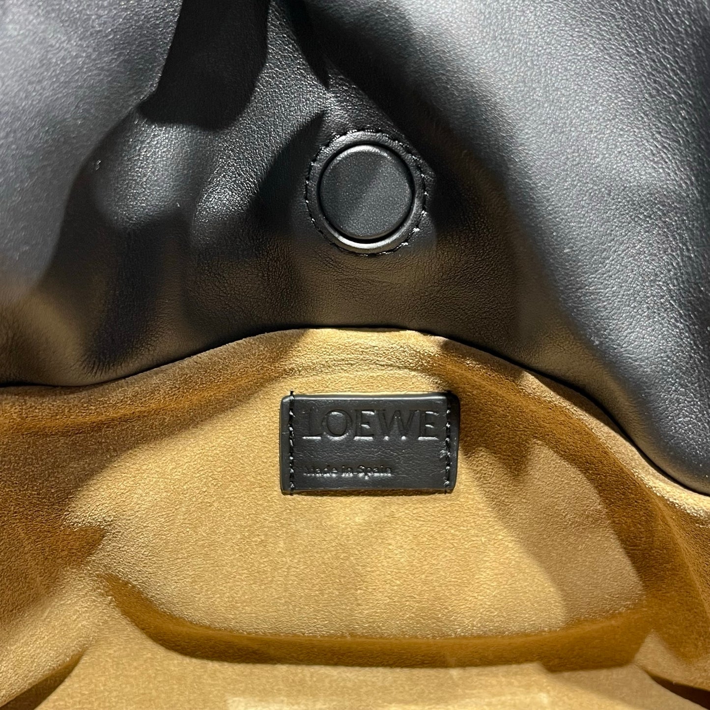 Used LOEWE Calfskin Leather Hamenco Cross Body Bag Black
