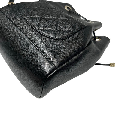 Used CHANEL Calfskin Leather Cross Body Bag Black GHW