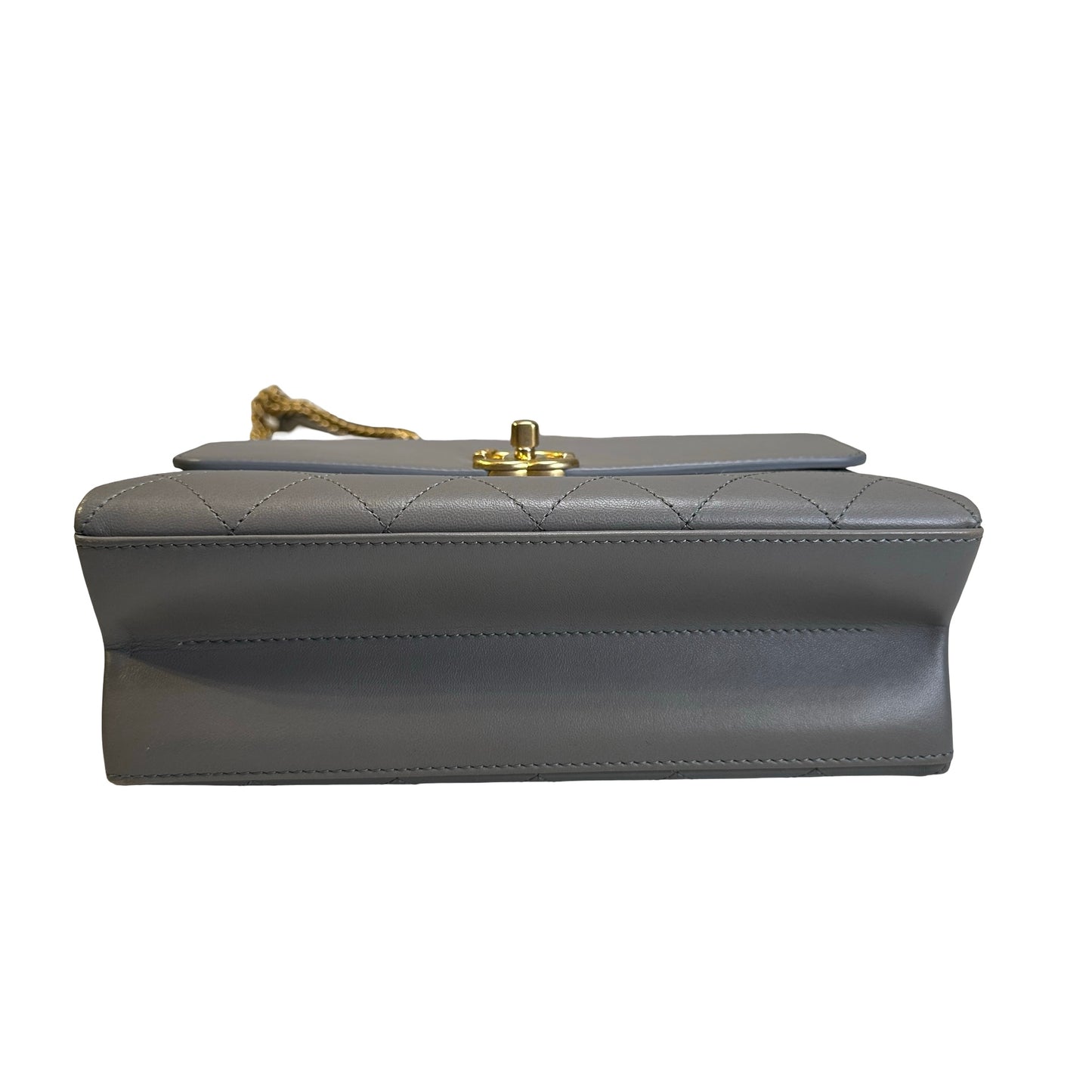 Used CHANEL Quilted Calfskin Clasp Handbag Grey GHW