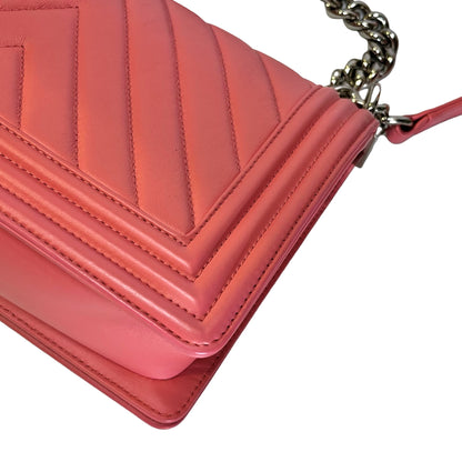 CHANEL Lambskin Boy Shoulder Bag Pink PHW