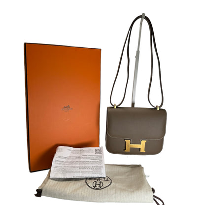 Brand New HERMES Epsom Leather Constance Shoulder Bag Etoupe