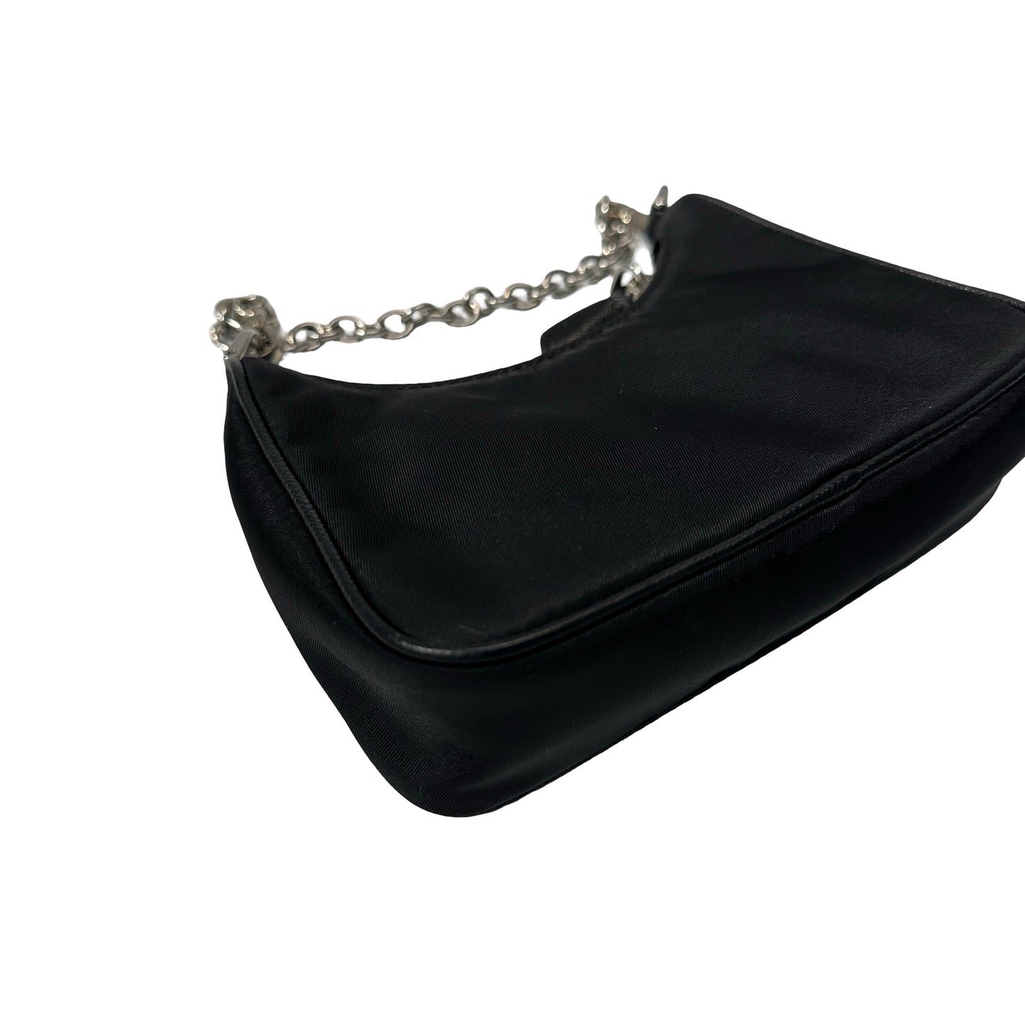 Used PRADA Re-nylon Re-edition 2005 Chain Shoulder Bag Black PHW