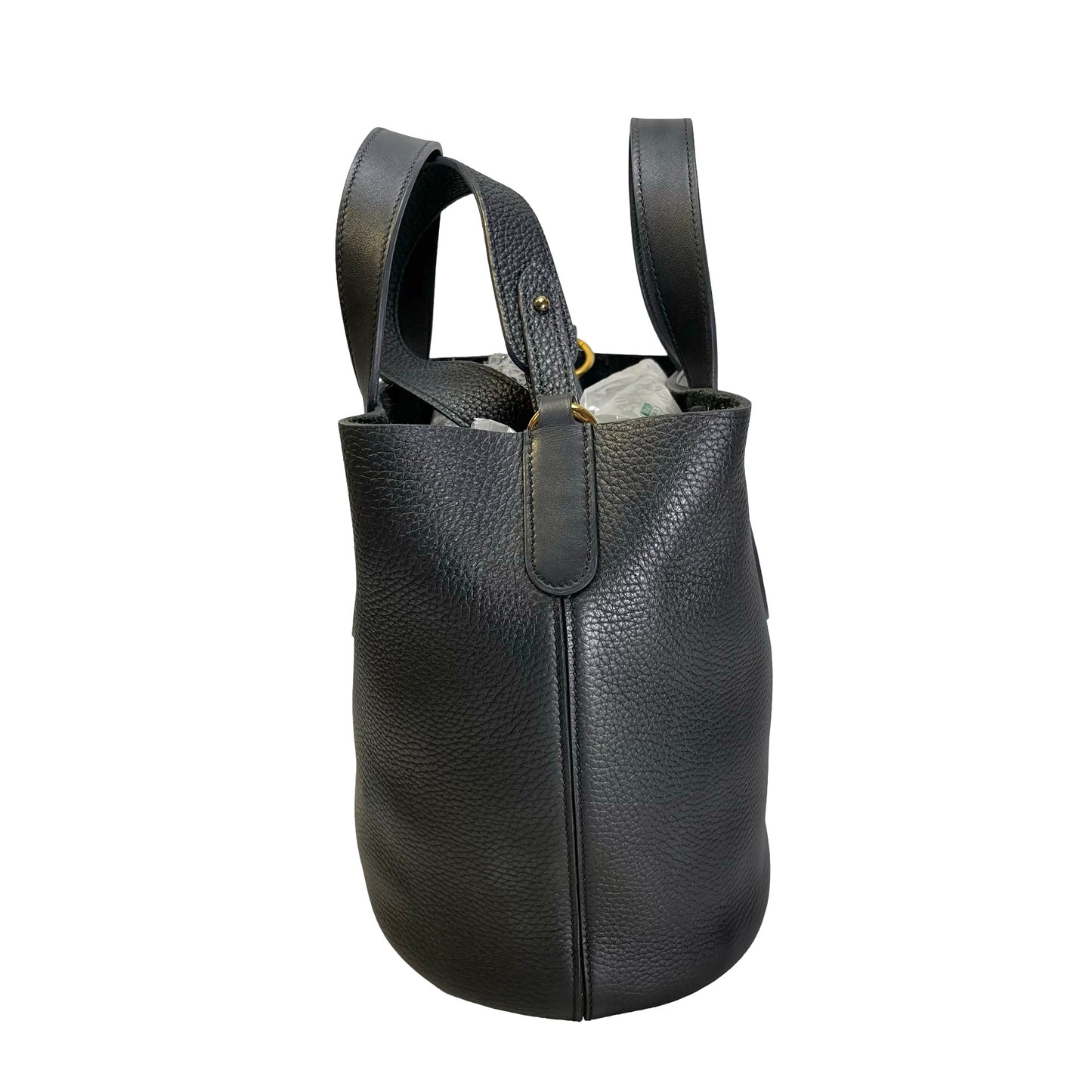 HERMES Clemence Swift In the Loop Bucket Bag Black GHW