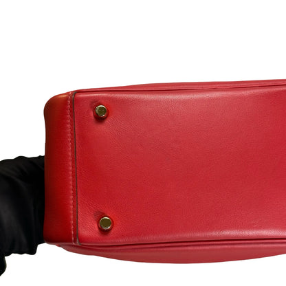 Used HERMES Swift Mini Lindy Handbag Red GHW