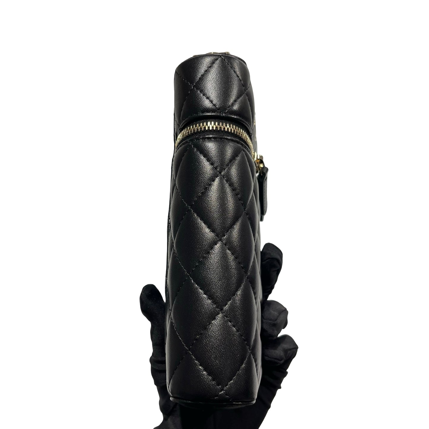 Used CHANEL Lambskin Leather Cross Body Bag Black GHW