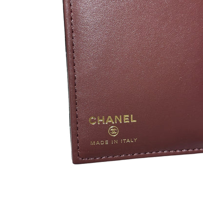 New CHANEL Calfskin Leather Passport Case Black GHW