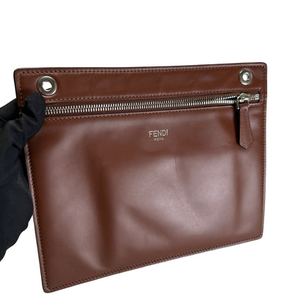 Used FENDI Leather Peekaboo Handbag Navy