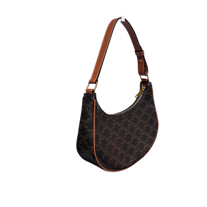 Used CÉLINE Canvas Ava Handbag Black Brown GHW